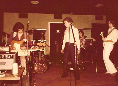 David playing in rock bands in the 1970's.
